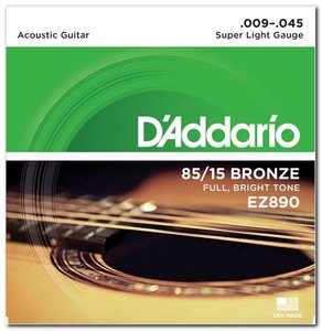 Струны для акустической гитары D'ADDARIO EZ890 85/15 Bronze Super Light (09-45)