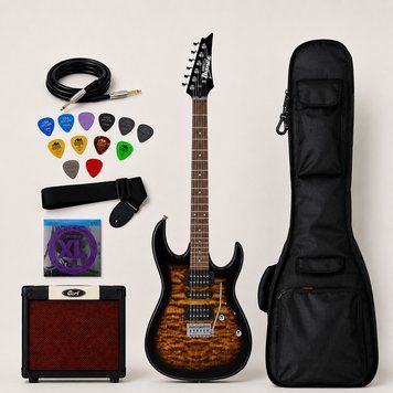 Гітарний набір Електрогітара IBANEZ GRX70QA-SB