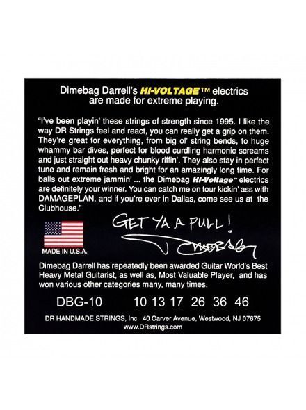 Струни для електрогітари DR Strings Dimebag Darrell HI-Voltage Electric - Medium (10-46)