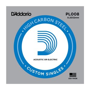 Струны для электрогитары D'ADDARIO PL008 Plain Steel 008
