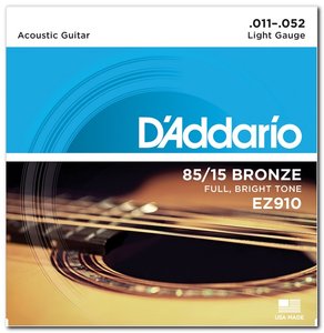 Струни для акустичної гітари D'ADDARIO EZ910 85/15 BRONZE LIGHT (11-52)