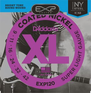 Струны для электрогитары D'ADDARIO EXP120 EXP Coated Nickel Super Light (09-42)