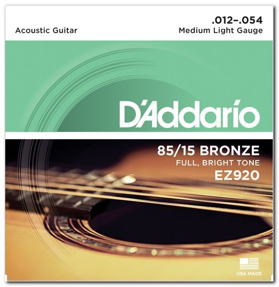Струны для акустической гитары D'ADDARIO EZ920 85/15 Bronze Medium Light (12-54)