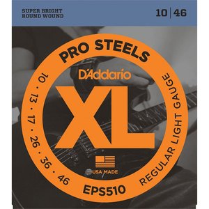 Струны для электрогитары D'ADDARIO EPS510 XL ProSteels Regular Light (10-46)