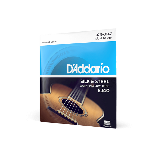 Струны для акустической гитары D'ADDARIO EJ40 SILK & Steel Folk REGULAR Light (11-47)