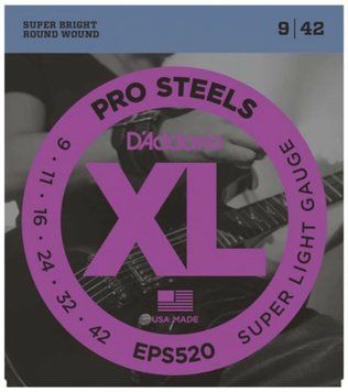Струни для електрогітари D'ADDARIO EPS520 XL ProSteels Super Light (09-42)