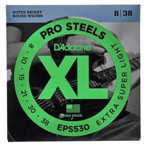 Струны для электрогитары D'ADDARIO EPS530 XL ProSteels Extra Super Light (08-38)