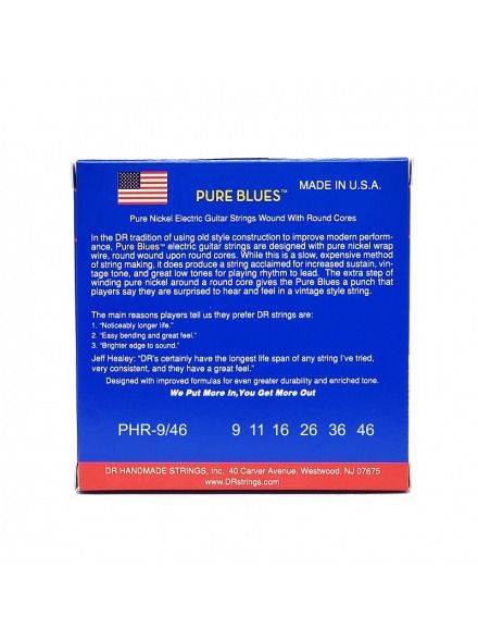 Струни для електрогітари DR Strings Pure Blues Electric Guitar Strings - Light to Medium (9-46)