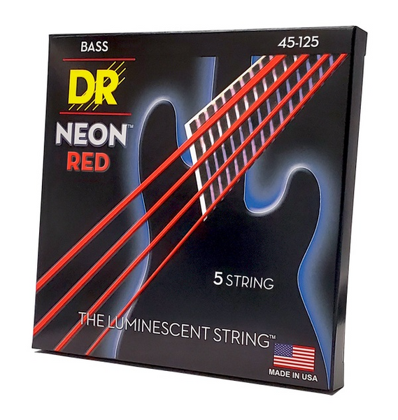 Струны для бас-гитары DR Strings NEON Red Bass - Medium 5 String (45-125)