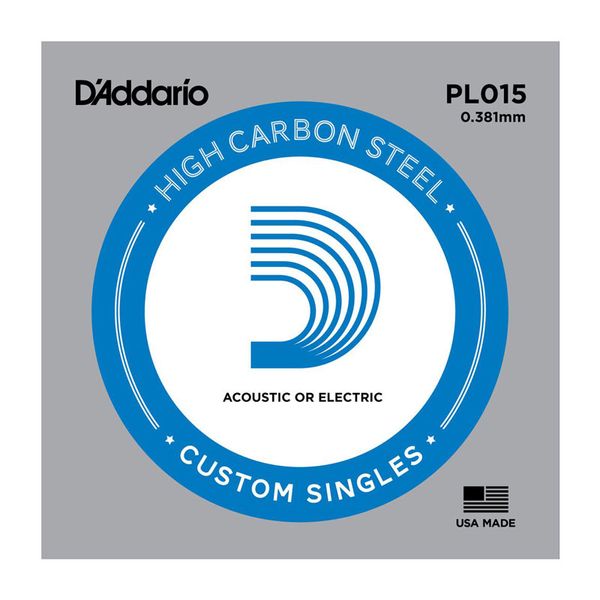 Струни для електрогітари D'ADDARIO PL015 Plain Steel 015