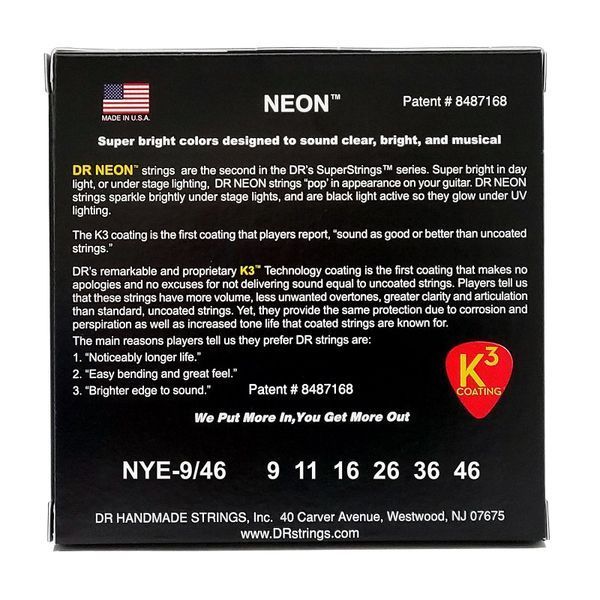 Струни для електрогітари DR Strings Neon Yellow Electric - Light Heavy (9-46)