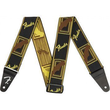 Ремень гитарный Fender 2" Weightless Monogrammed Black/Yellow/Brown