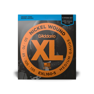Струны для бас-гитары D'ADDARIO EXL160-5 XL Nickel Wound Bass Medium 5-String (50-135)