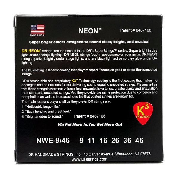 Струни для електрогітари DR Strings NEON White Electric - Light Heavy (9-46)