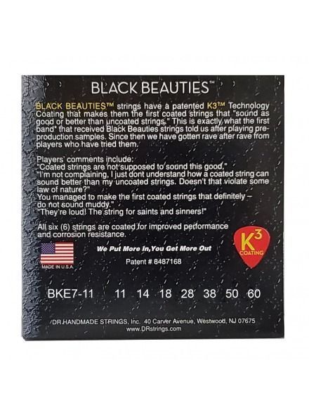 Струни для електрогітари DR Strings Black Beauties Electric - Extra Heavy 7-String (11-60)