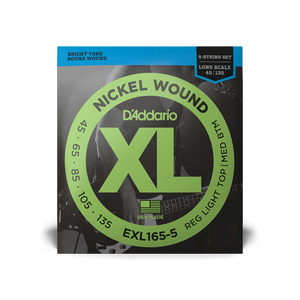 Струни для бас-гітари D'ADDARIO EXL165-5 XL Nickel Wound Bass Reg Light Top/Med Bottom 5-String (45-135)