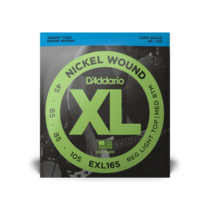Струни для бас-гітари D'ADDARIO EXL165 XL NICKEL WOUND BASS REG LIGHT TOP / MED BOTTOM (45-105)