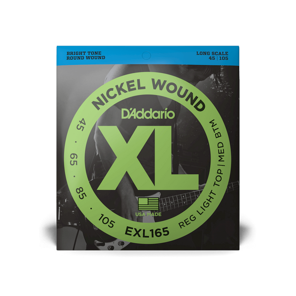 Струни для бас-гітари D'ADDARIO EXL165 XL Nickel Wound Bass Reg Light Top/Med Bottom (45-105)