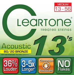 Струни для акустичної гітари CLEARTONE 7613 Acoustic 80/20 Bronze Medium (13-56)