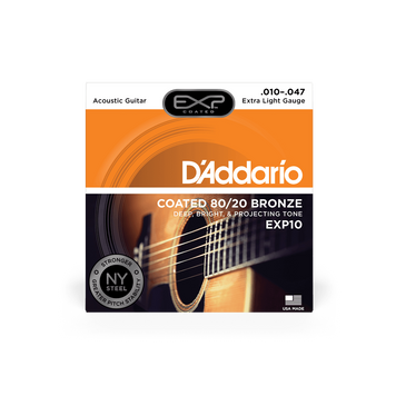 Струны для акустической гитары D'ADDARIO EXP10 EXP COATED 80/20 Bronze Extra Light (10-47)