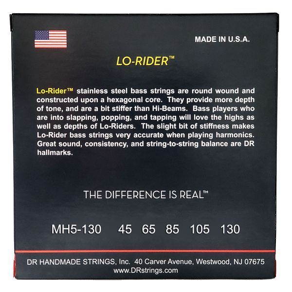 Струни для бас-гітари DR Strings LO-Rider Bass - Medium - 5-String (45-130)