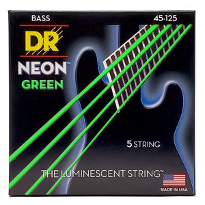 Струны для бас-гитары DR Strings Neon Green Bass - Medium - 5 String (45-125)