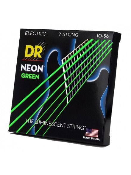 Струны для электрогитары DR Strings Neon Geen Electric - Medium 7-String (10-56)