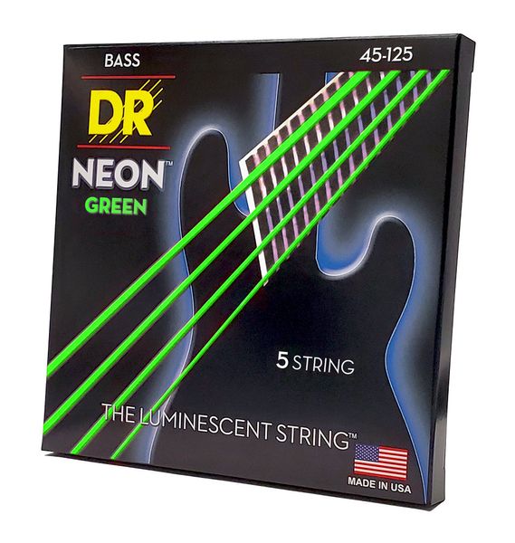 Струни для бас-гітари DR Strings Neon Green Bass - Medium - 5 String (45-125)