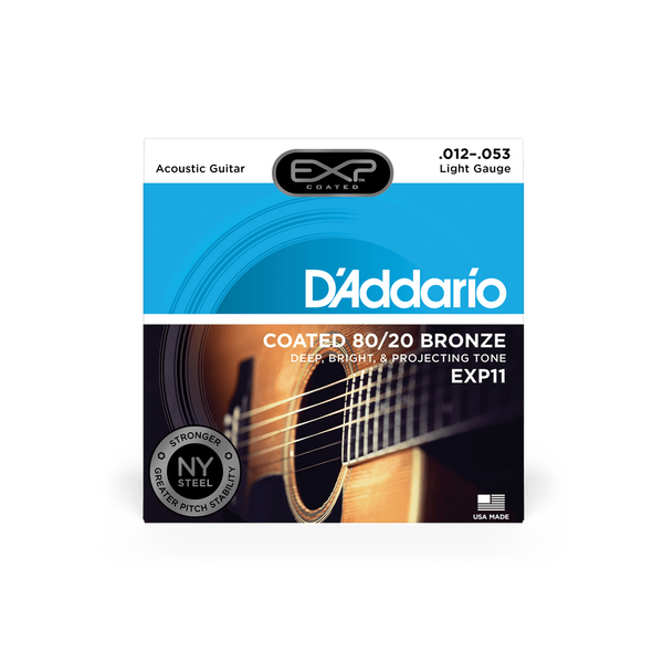 Струни для акустичної гітари D'ADDARIO EXP11 EXP Coated 80/20 Bronze Regular Light (12-53)
