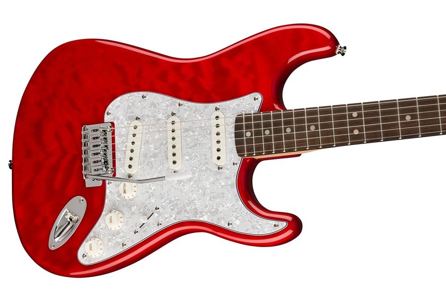 Электрогитара Squier by Fender Affinity Series FSR Stratocaster QMT Crimson Red Transparent