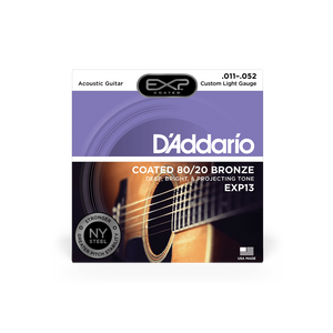 Струны для акустической гитары D'ADDARIO EXP13 EXP COATED 80/20 Bronze Custom Light (11-52)