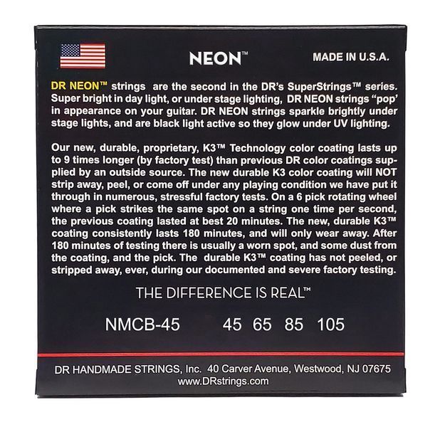 Струны для бас-гитары DR Strings Neon Multi-Color Bass - Medium (45-105)