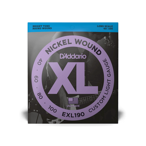Струны для бас-гитары D'ADDARIO EXL190 XL Nickel Wound Bass Custom Light (40-100)