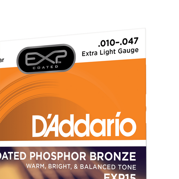 Струни для акустичної гітари D'ADDARIO EXP15 EXP Coated Phosphor Bronze Extra Light (10-47)