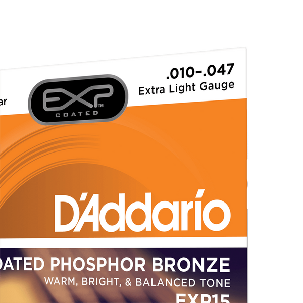 Струны для акустической гитары D'ADDARIO EXP15 EXP Coated Phosphor Bronze Extra Light (10-47)