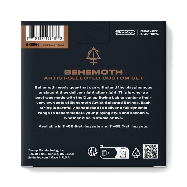 Струны для гитары DUNLOP BEHEMOTH ARTIST-SELECTED CUSTOM GUITAR STRINGS 11-62 | 7-STRING