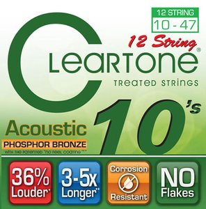 Струни для акустичної гітари CLEARTONE 7410-12  Acoustic Phosphor Bronze 12-String Ultra Light 10-47