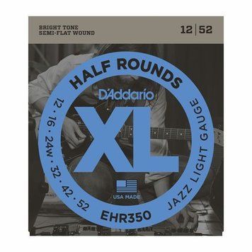 Струни для електрогітари D'ADDARIO EHR350 XL Half Rounds Jazz Light (12-52)