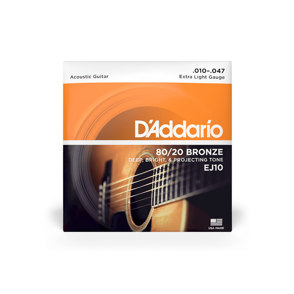 Струни для акустичної гітари D`Addario EJ10 80/20 Bronze Extra Light (10-47)