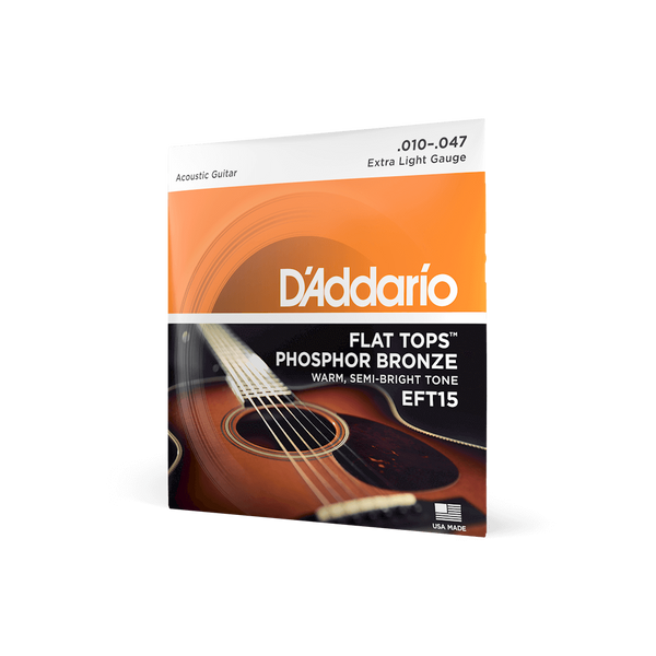 Струны для акустической гитары D'ADDARIO EFT15 Flat Tops Phosphor Bronze Extra Light (10-47)