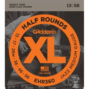 Струны для электрогитары D'ADDARIO EHR360 XL Half Rounds Jazz Medium (13-56)