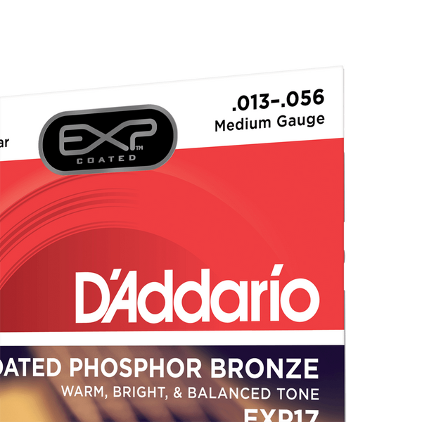 Струни для акустичної гітари D'ADDARIO EXP17 EXP Coated Phosphor Bronze Medium (13-56)