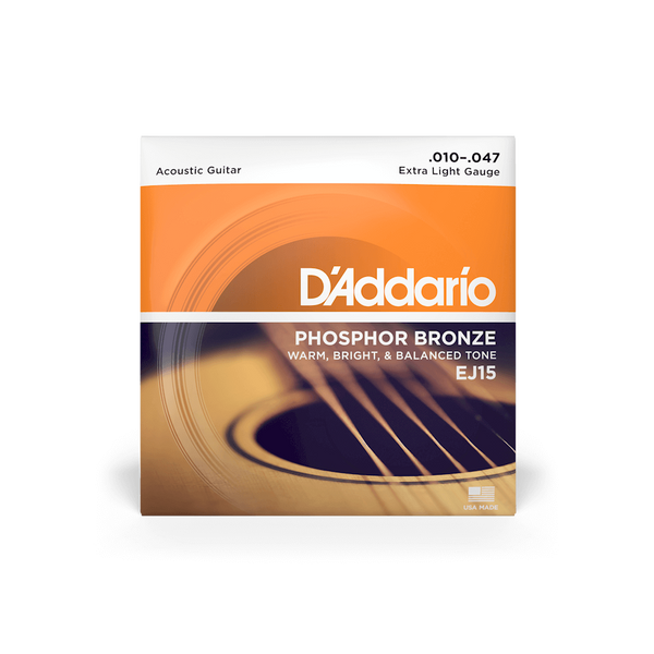 Струни для акустичної гітари D'Addario EJ15 Phosphor Bronze Extra Light (10-47)