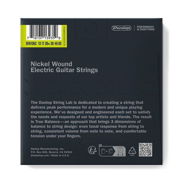 Струни для гітари DUNLOP DEN1362 NICKEL WOUND ELECTRIC BARITONE GUITAR STRINGS (13-62)