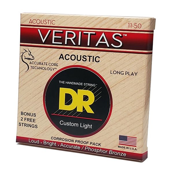 Струни для акустичної гітари DR Strings Veritas Coated Core Acoustic Guitar Strings - Custom Light (11-50)