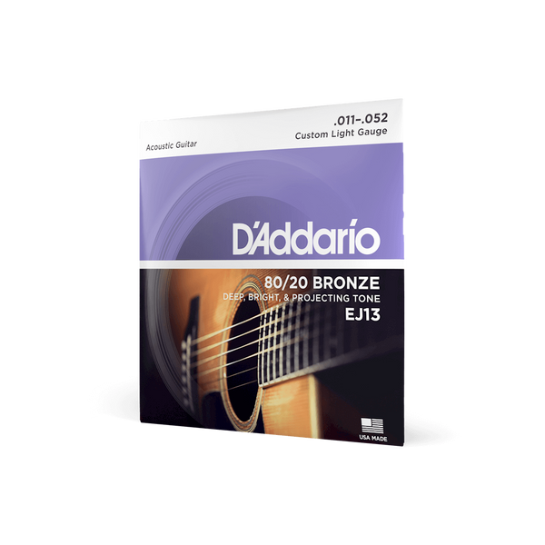 Струни для акустичної гітари D'Addario EJ13 80/20 Bronze Custom Light (11-52)