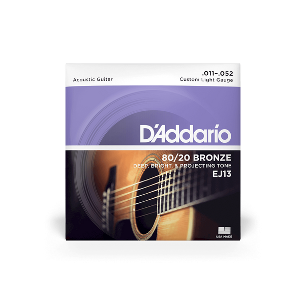 Струны для акустической гитары D'Addario EJ13 80/20 Bronze Custom Light (11-52)