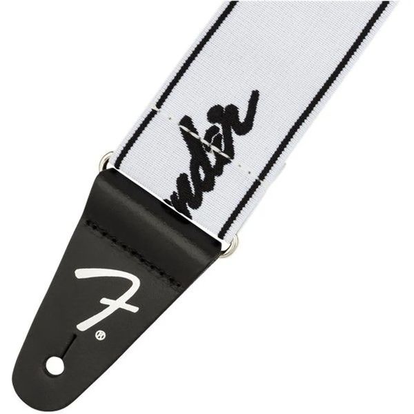 Ремінь гітарний Fender WeighLess 2'' Running Logo Strap White/Black