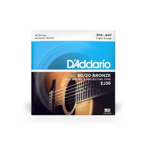 Струни для акустичної гітари D'ADDARIO EJ36 80/20 Bronze Regular Light 12-String (10-47)