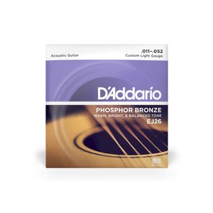 Струни для акустичної гітари D'ADDARIO EJ26 PHOSPHOR BRONZE CUSTOM LIGHT (11-52)